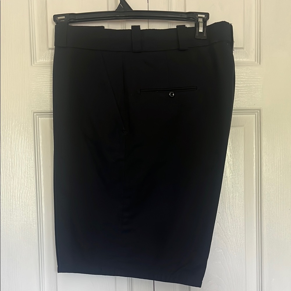 Black Flat Front Dress Shorts